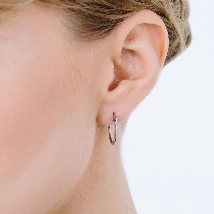 BOUCLES D'OREILLES CRÉOLES FEMME EN ACIER DIAMÈTRE 13 MM