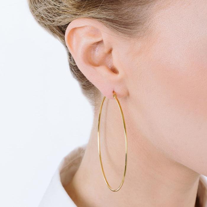 BOUCLES D'OREILLES CRÉOLES FEMME EN ACIER DIAMÈTRE 63 MM