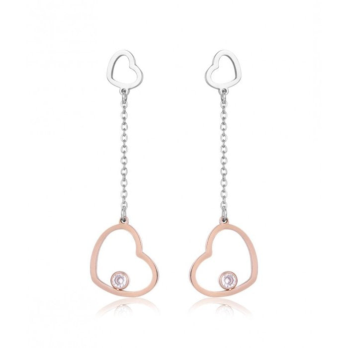 Pink heart drop earrings