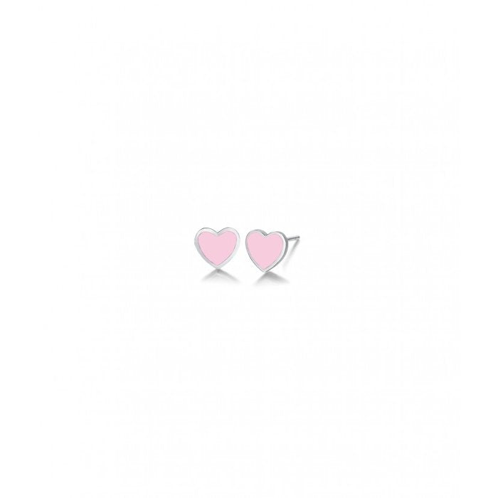Pink enamel heart earrings