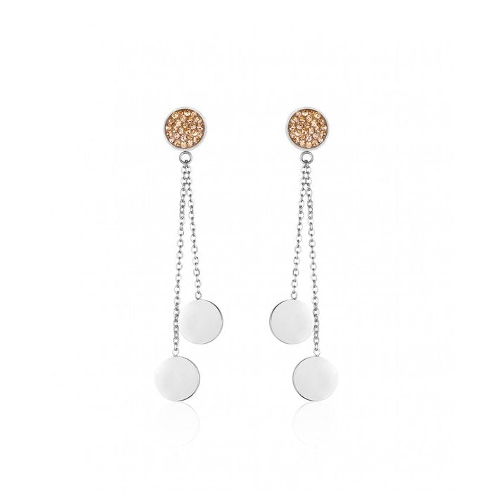 Champagne Stone Drop Hoop Earrings