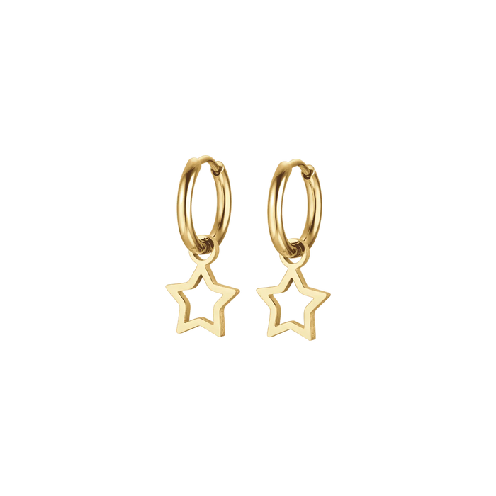 ORECCHINI DONNA CERCHIO IN ACCIAIO IP GOLD CON STELLA