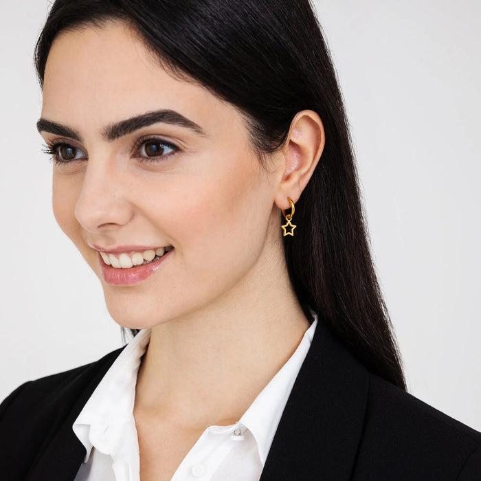 ORECCHINI DONNA CERCHIO IN ACCIAIO IP GOLD CON STELLA