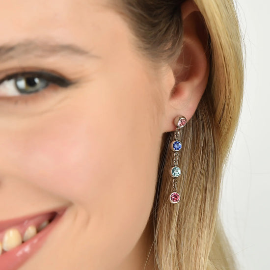 ORECCHINI DONNA IN ACCIAIO CON CRISTALLI MULTICOLOR