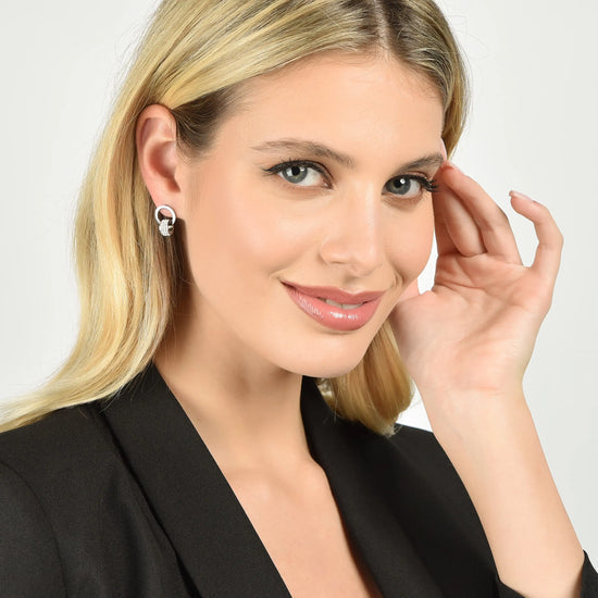 ORECCHINI DONNA IN ACCIAIO CON ELEMENTI CON CRISTALLI BIANCHI