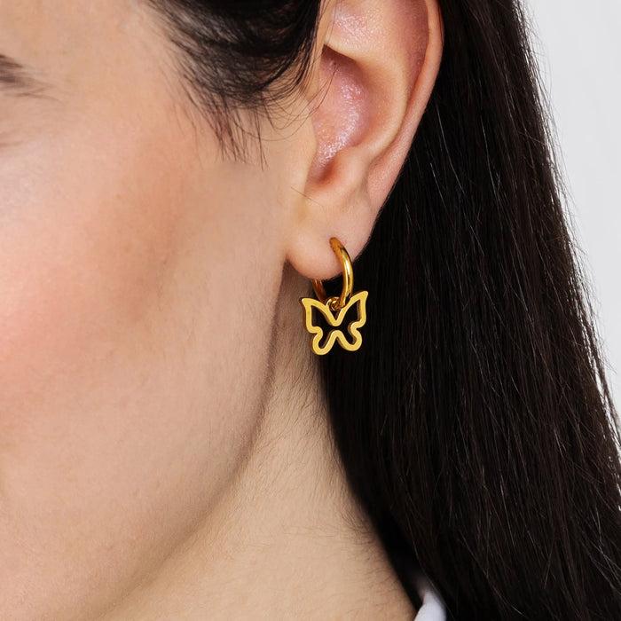 ORECCHINI DONNA IN ACCIAIO IP GOLD CON FARFALLA