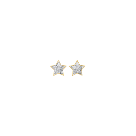 ORECCHINI DONNA IN ACCIAIO IP GOLD CON STELLE CON CRISTALLI BIANCHI