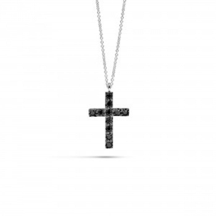 Collier ras du cou face cube croix br noir 0,58