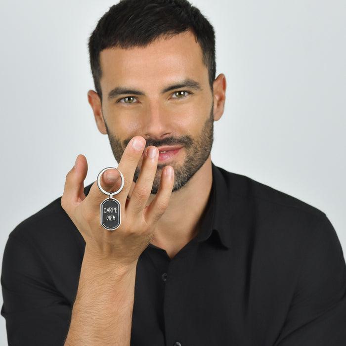 CARPE DIEM STEEL KEY RING FOR MEN