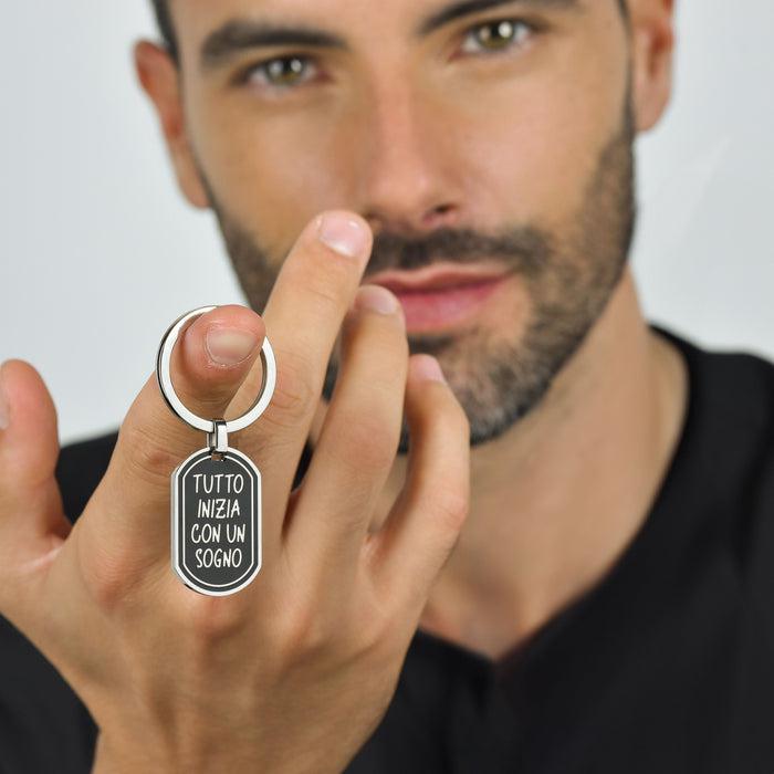 MEN'S STEEL KEY RING EVERYTHING STARTS WITH A DREAM