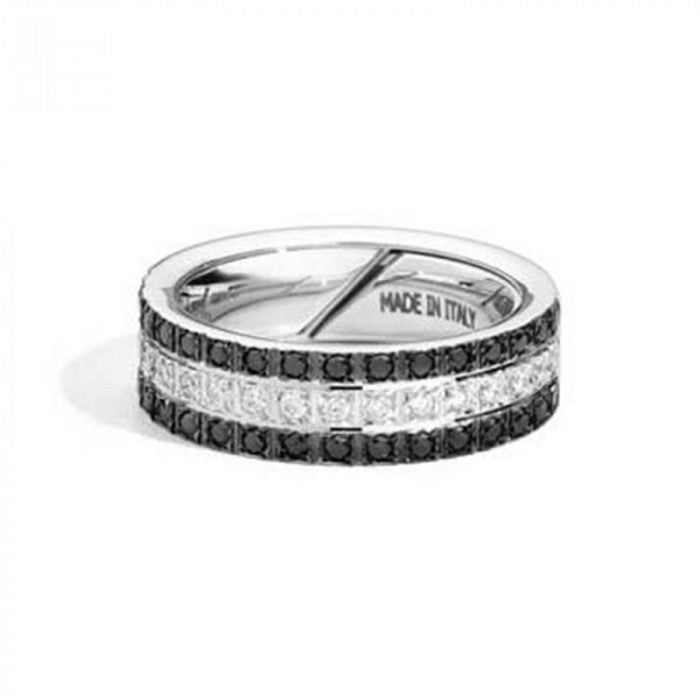 Bague cube face noire br 0,41 + br 0,20