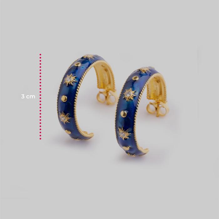 Orecchini Boccole Sole Blu Grandi