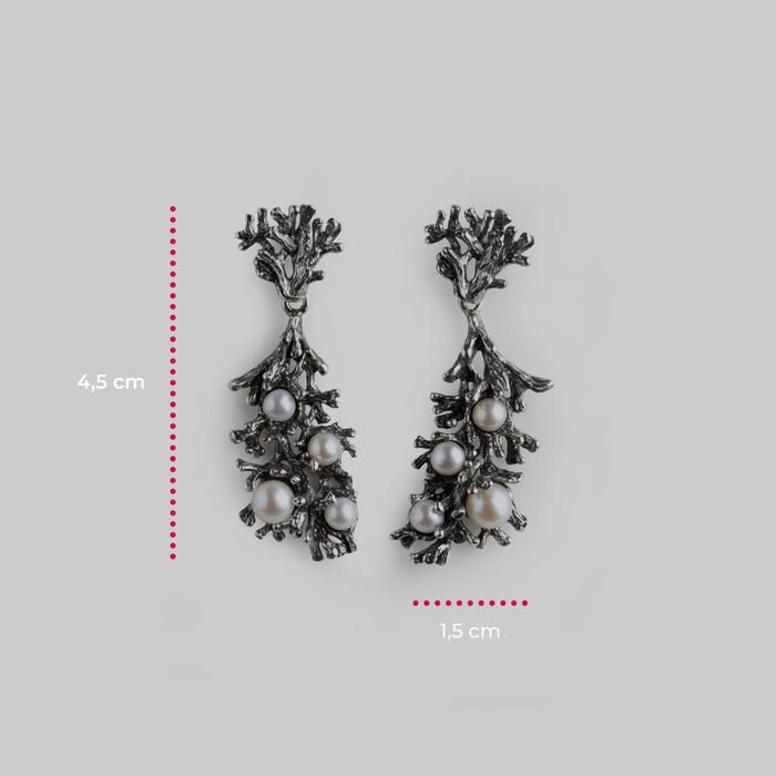 Boucles d'oreilles branche de perles nude