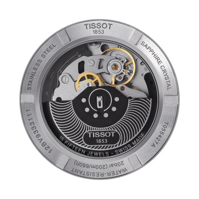 Tissot Orologio Uomo Cronografo Automatico - Modello T0554271105700 - Cassa Acciaio, Quadrante Nero, Bracciale In Acciaio, Impermeabile 200m
