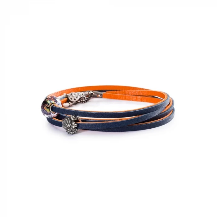 Bracciale in Cuoio Arancione/Blu