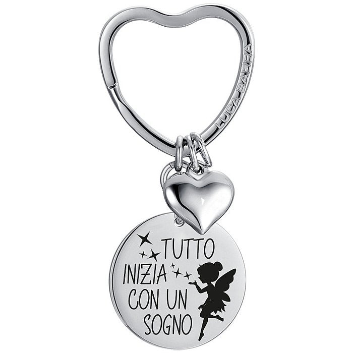 PORTACHIAVI DONNA IN ACCIAIO TUTTO INIZIA CON UN SOGNO CON SMALTO NERO