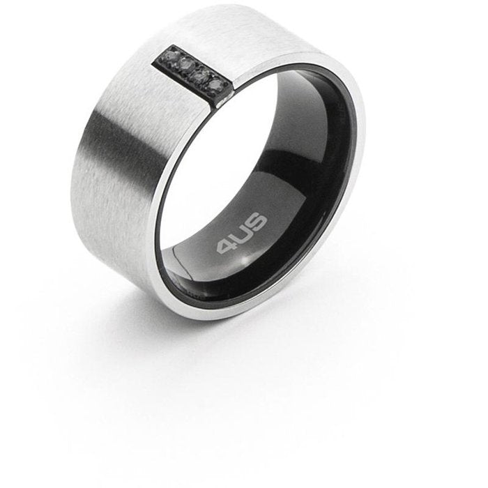 Anello satinato pietre nere
