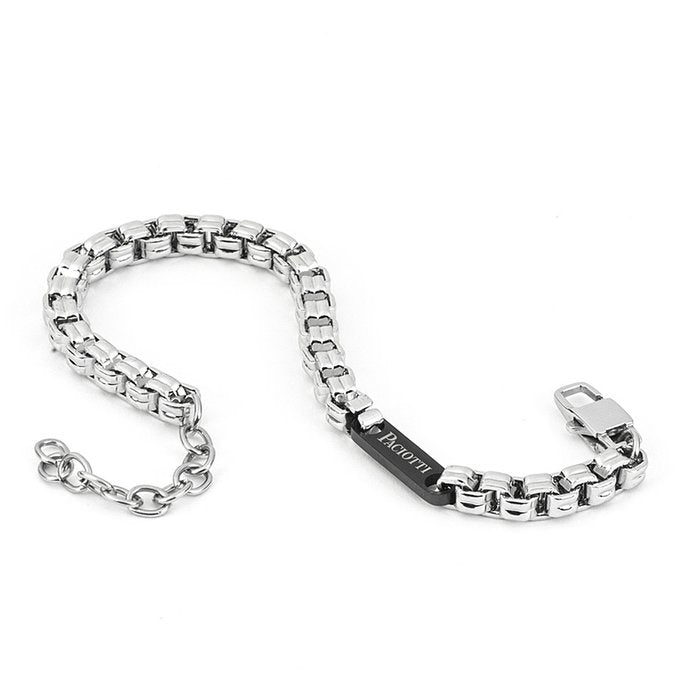 Bracciale acciaio maglia incatenata e piastra nera