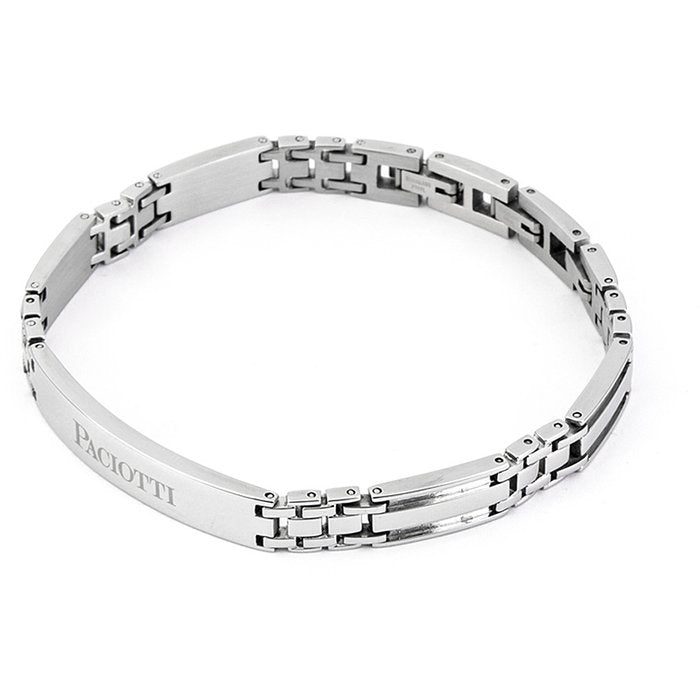 Bracciale acciaio con piastra centrale incisa
