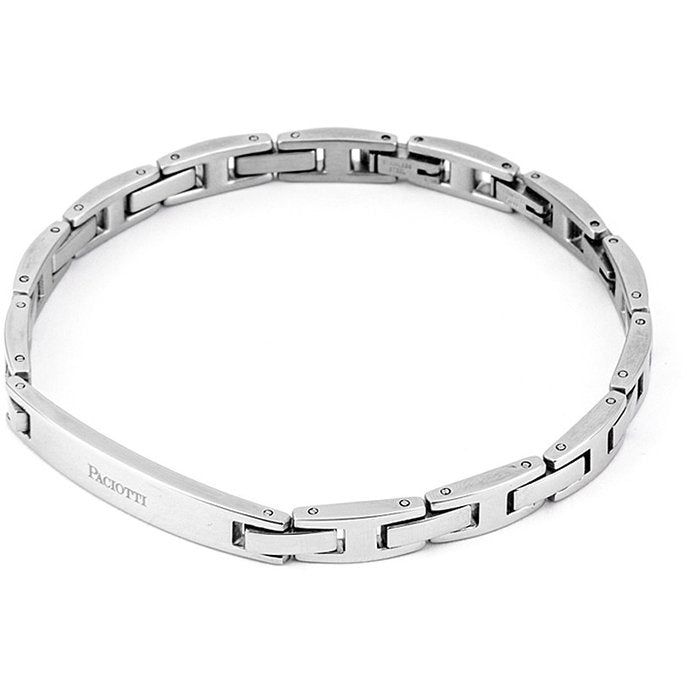 Bracciale acciaio con piastra centrale incisa