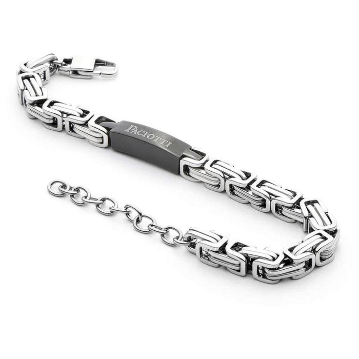 Bracciale maglia incatenata piastra nera