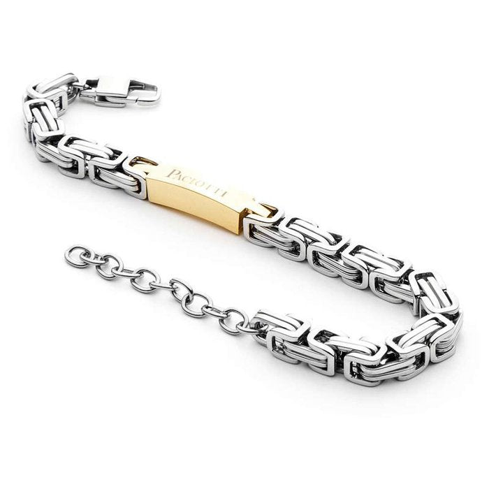 Bracciale maglia incatenata piastra dorata