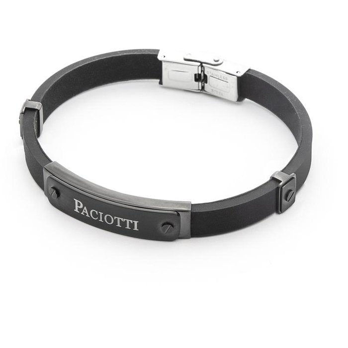 Bracciale gomma nero con piastra
