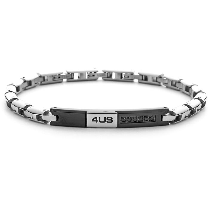Bracciale acciaio zirconi neri