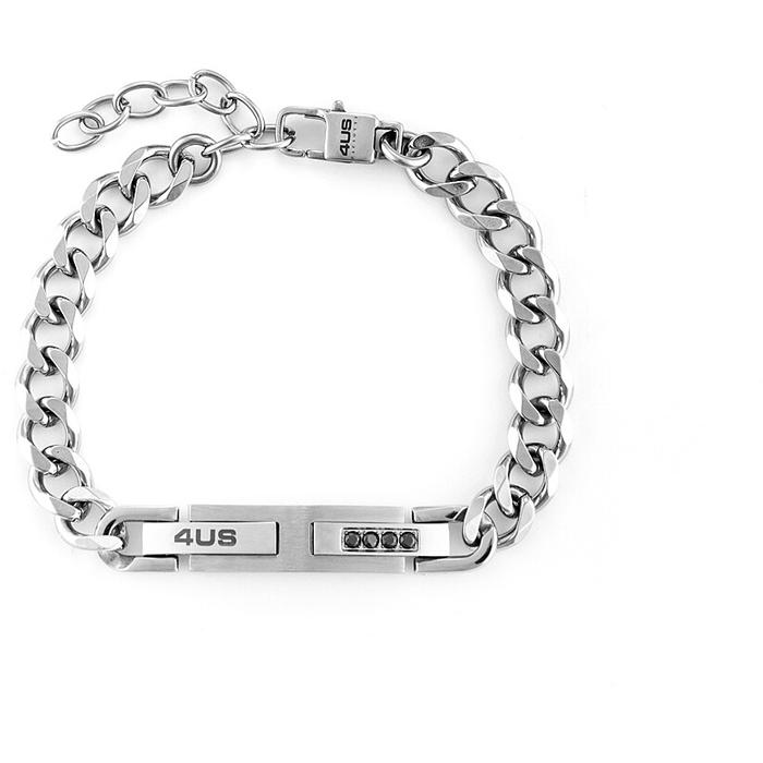 Bracciale acciaio targa zirconi neri
