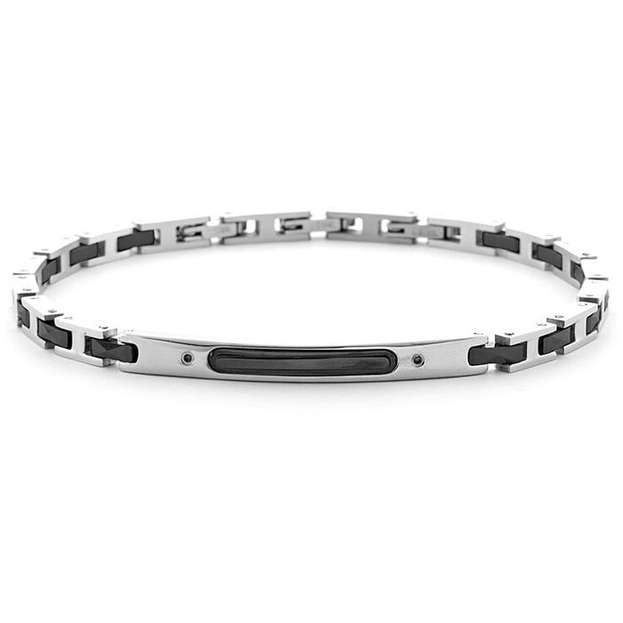 Bracciale acciaio pvd nero ceramica nera