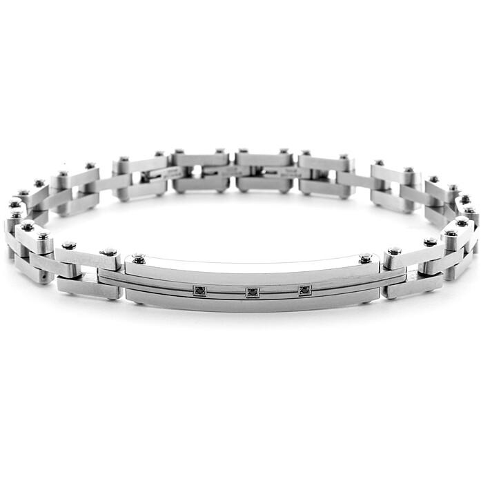 Bracciale acciaio zirconi neri