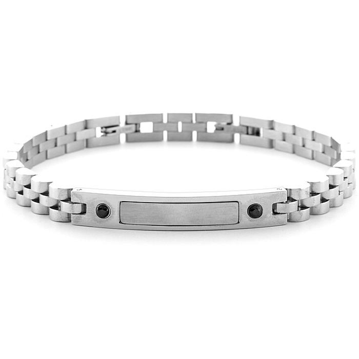 Bracciale acciaio zirconi neri