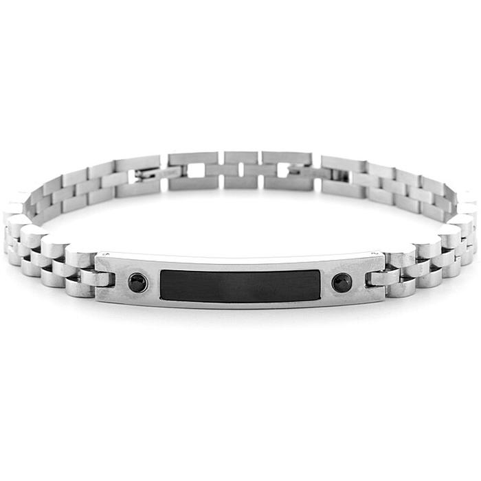 Bracciale acciaio pvd nero zirconi neri