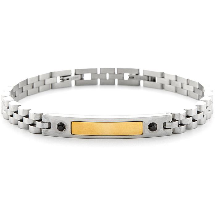 Bracciale acciaio pvd oro zirconi neri