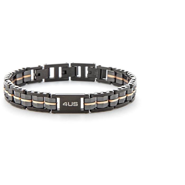 Bracciale acciaio ceramica nera pvd nero rosè