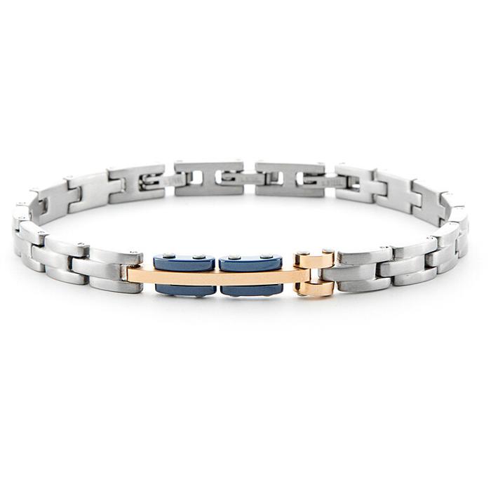 Blue ceramic bracelet pvd rosé