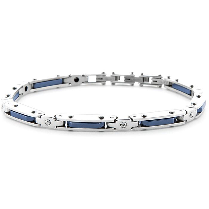 Steel bracelet blue ceramic