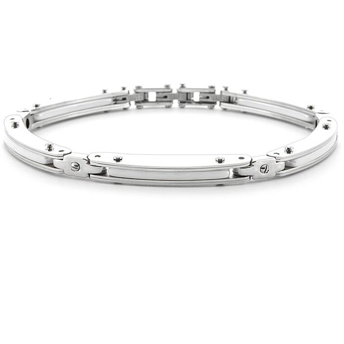 Steel bracelet white ceramic