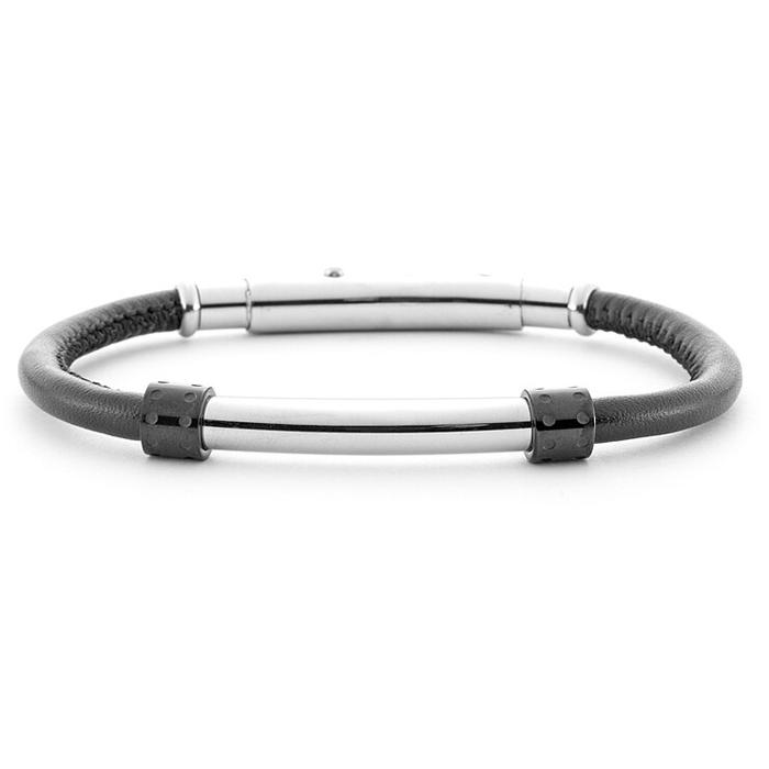 Black PVD leather bracelet