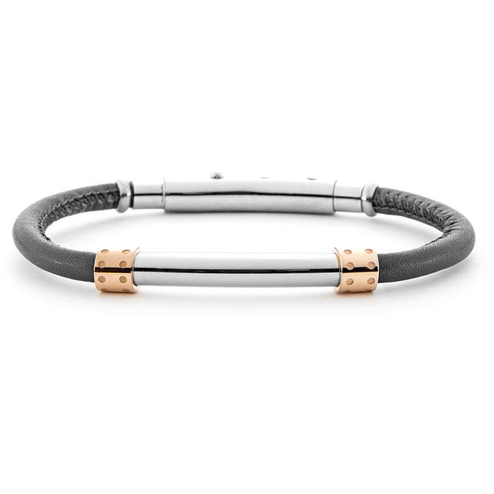 Rose PVD leather bracelet