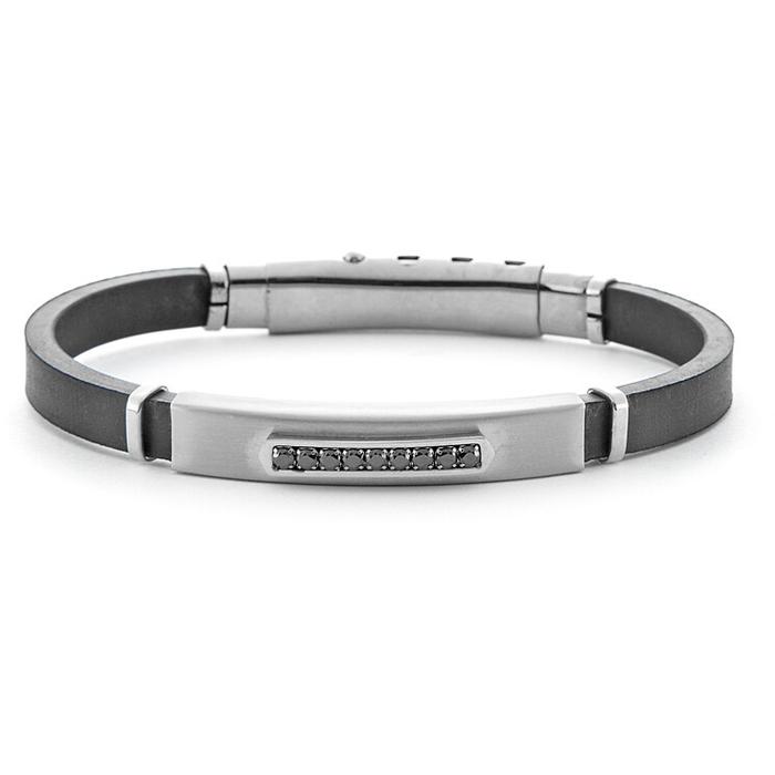 Bracciale caucciù zirconi neri