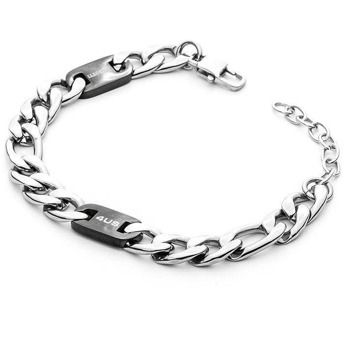 Bracciale maglia piatta inserti neri