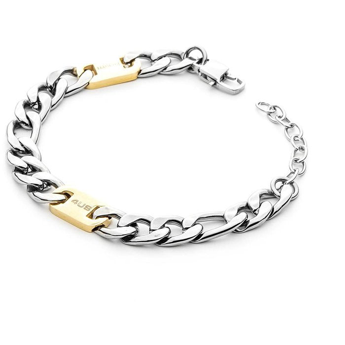 Bracciale maglia piatta inserti dorati