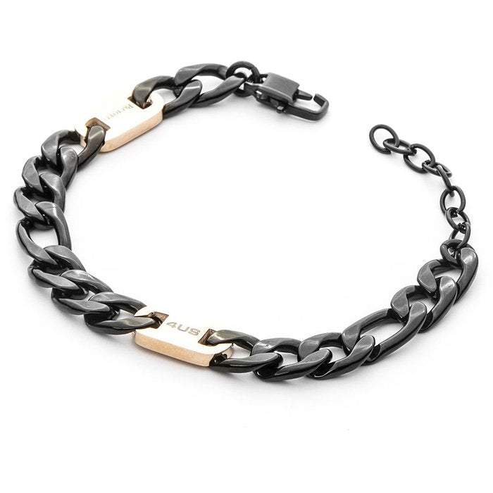 Bracciale brunito maglia piatta inserti rosè