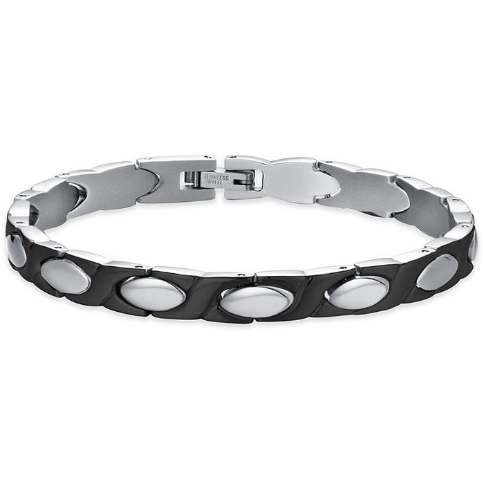 BRACCIALE UOMO IN ACCIAIO IP BLACK CON ELEMENTI IN ACCIAIO