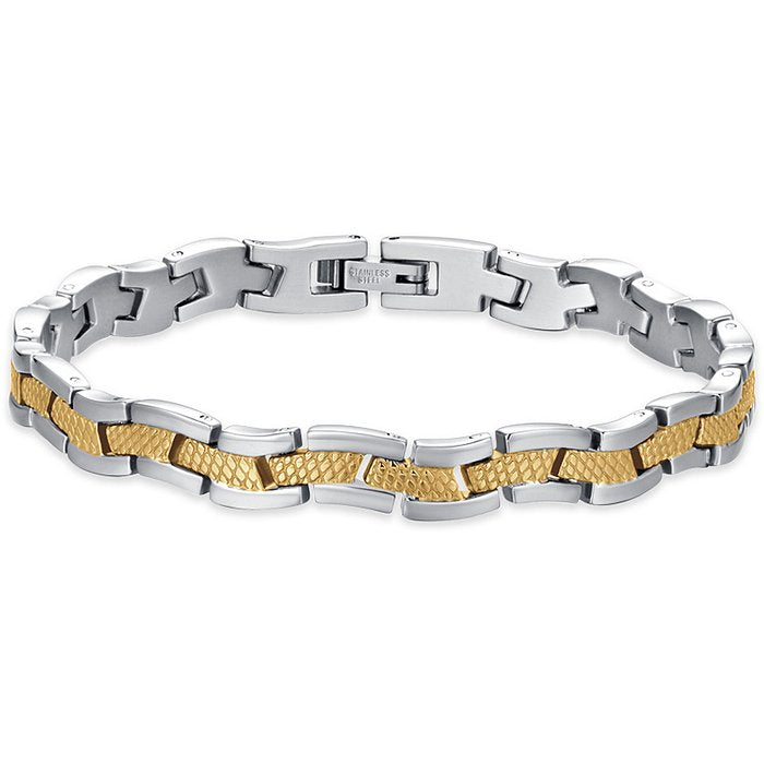 BRACCIALE UOMO IN ACCIAIO CON ELEMENTI IN ACCIAIO IP GOLD