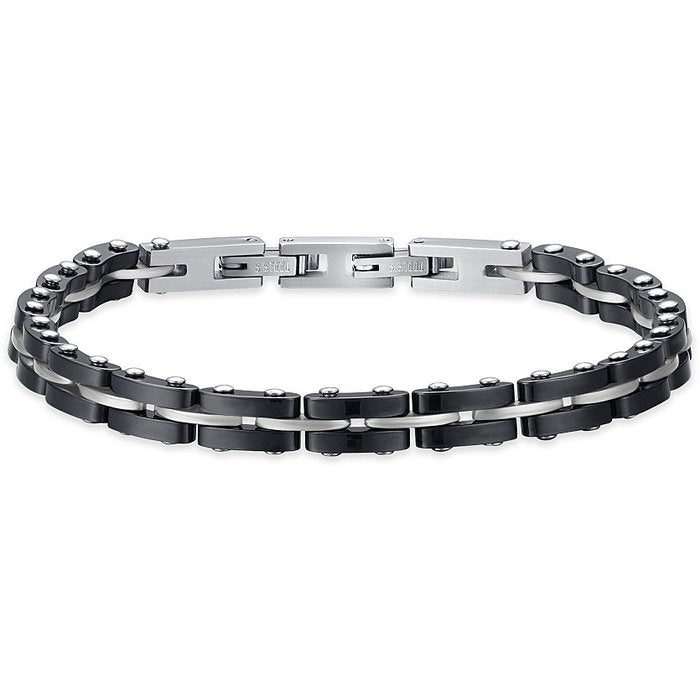 BRACELET HOMME EN ACIER ET CÉRAMIQUE NOIRE