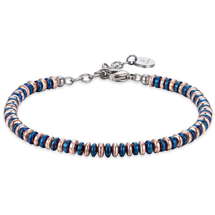 BRACCIALE UOMO IN ACCIAIO CON EMATITE BLU E IP ROSE