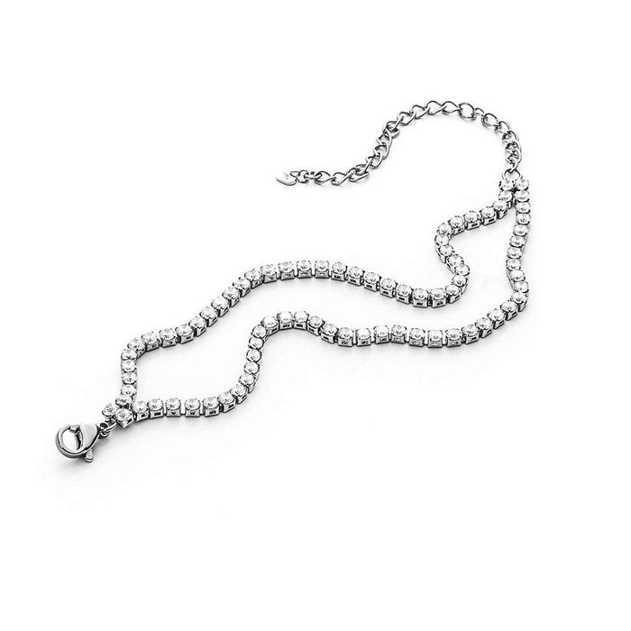 Bracciale tennis doppio filo zirconi bianchi
