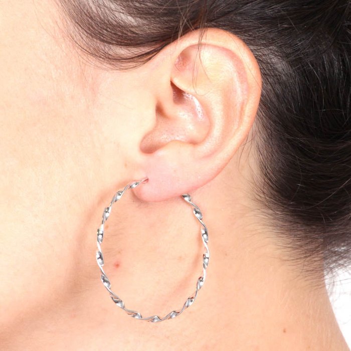 Orecchini in Argento 925  a cerchio arricciato liscio